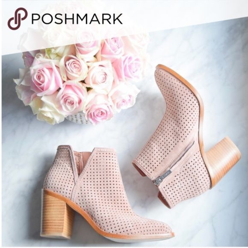 1. State blush pink perforated side slit booties